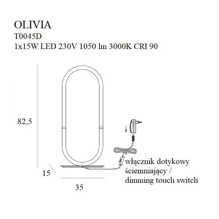 Maxlight Olivia T0045D złota lampa stołowa LED 15W, 3000K, CRI90
