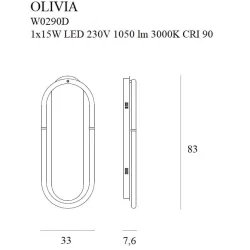 Maxlight Olivia W0290D złoty kinkiet LED 15W, 3000K, CRI90, IP20