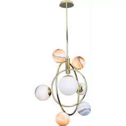 Maxlight Cosmos P0378 lampa wisząca, 7 kloszy, złoty, nowoczesny styl