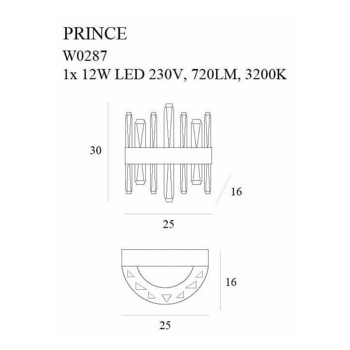Maxlight Prince W0287 złoty kinkiet LED 12W 3000K, nowoczesny styl