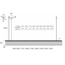 Lampa wisząca ELKIM FURRO/Z biała, czarna dług 60-233cm 3000K, 4000K