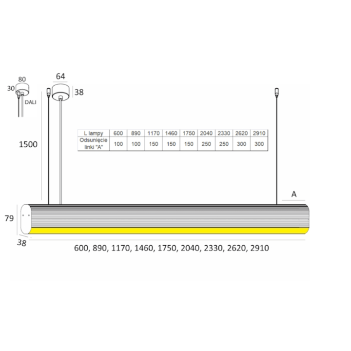ELKIM FURRO/Z 144B LED hanging lamp, 60-233cm, 3000K/4000K 2 colors