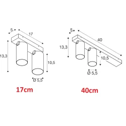 SLV KAMI 1007722/1007728 modern surface-mounted fixture 2xGU10 2 lengths
