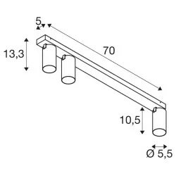 SLV KAMI 1007734/5/6/8/9 surface-mounted fixture 3xGU10, angle adjustment 70cm