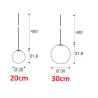 SLV SUN 20/30 1008136/7/8/9 lampa wisząca E27 kula 20/30cm czarna, złota