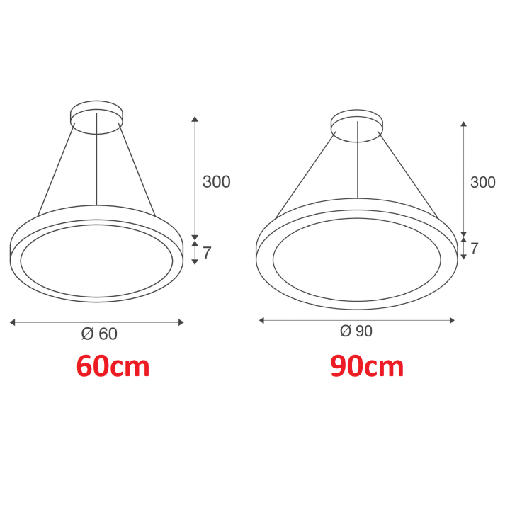 SLV MEDO RING 60/90 lampa wisząca 2 rozmiar, przełącznik barwy światła