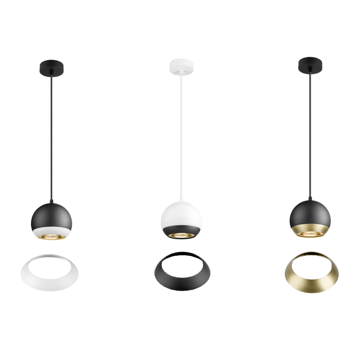 SLV LIGHT EYE 90/150 hanging lamp GU10 white, black spherical shade