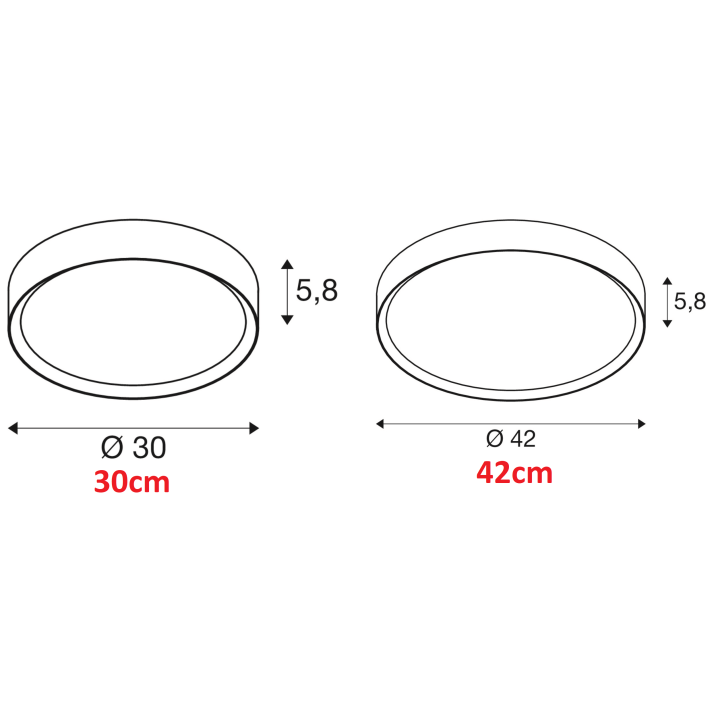 SLV DECONA 30/42 1008577/81 surface-mounted LED lamp 30/42cm 2700K/3000K