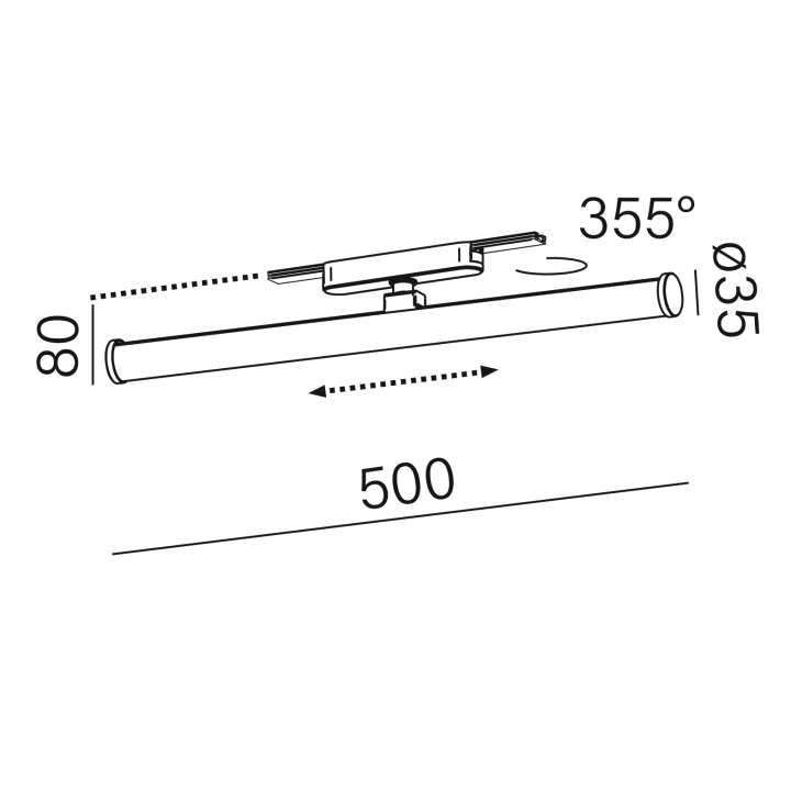 AQFORM TUBE STIFF LED 16505 lampa LED 10W do FLATTRACK obr&oacute;t 355&deg;
