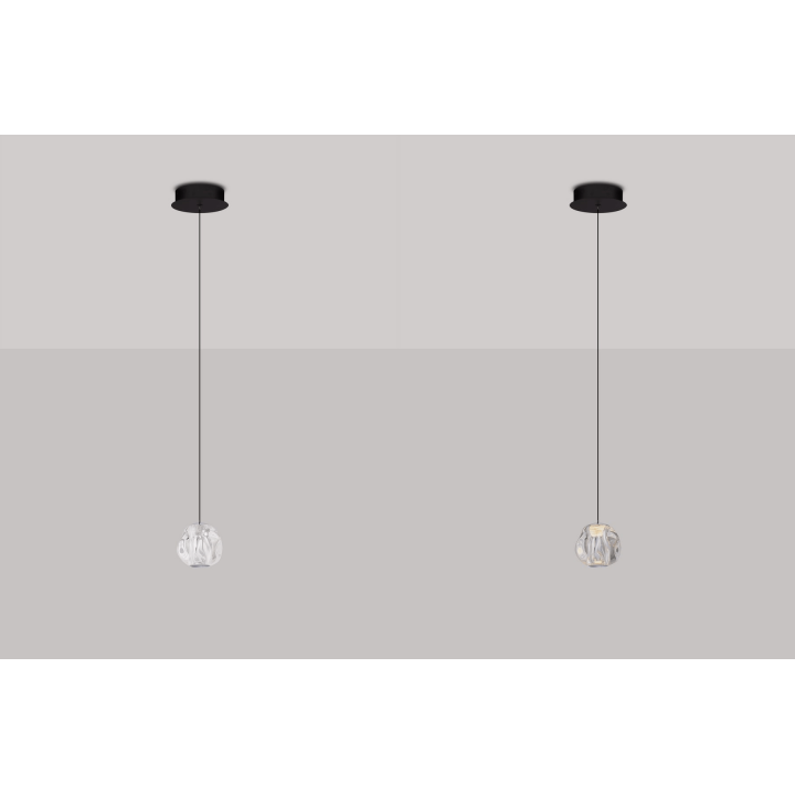 LUCES CHEPEN LE44641 czarna lampa wisząca LED 6W metal i akryl