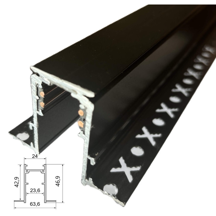 MULTILINE czarny szynoprzew&oacute;d magnetyczny podtynkowy płyta 12,5mm