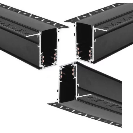 Najniższa szyna magnetyczna podtynkowa trimless 48V do płyt gips-kartonowych 12mm. Czarna, ściemnianie DALI Najniższa szyna magnetyczna podtynkowa trimless 48V do płyt gips-kartonowych 12mm. Czarna, ściemnianie DALI