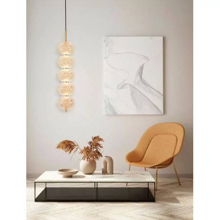 LUCES TIPUANI LE44624 lampa wisząca 5 kloszy szkło i złoto nowoczesna LUCES TIPUANI LE44624 lampa wisząca 5 kloszy szkło i złoto nowoczesna
