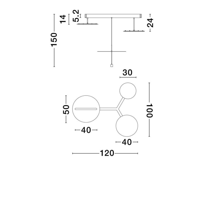 LUCES TIRAQUE LE44637 LED hanging lamp 3000K 60W, black and white