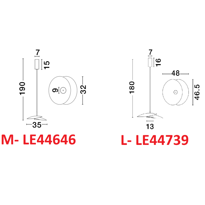 LUCES YACUIBA LE44646/9 lampy wiszące LED 3000K 16W/22W biały kolor