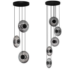 LUCES HUACARAJE LE44829/30 szara lampa wisząca LED z 3 lub 5 kloszami