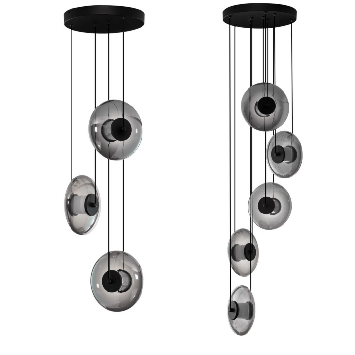LUCES HUACARAJE LE44829/30 szara lampa wisząca LED z 3 lub 5 kloszami