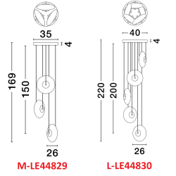 LUCES HUACARAJE LE44829/30 szara lampa wisząca LED z 3 lub 5 kloszami