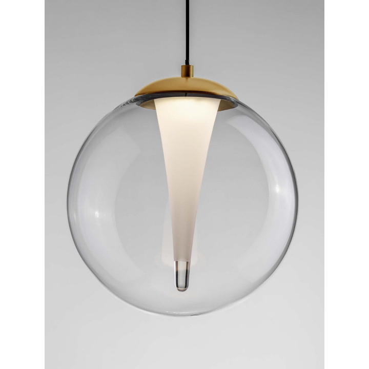 LUCES HUALMAY LE44832 złota lampa wisząca LED 3000K z kulistym kloszem