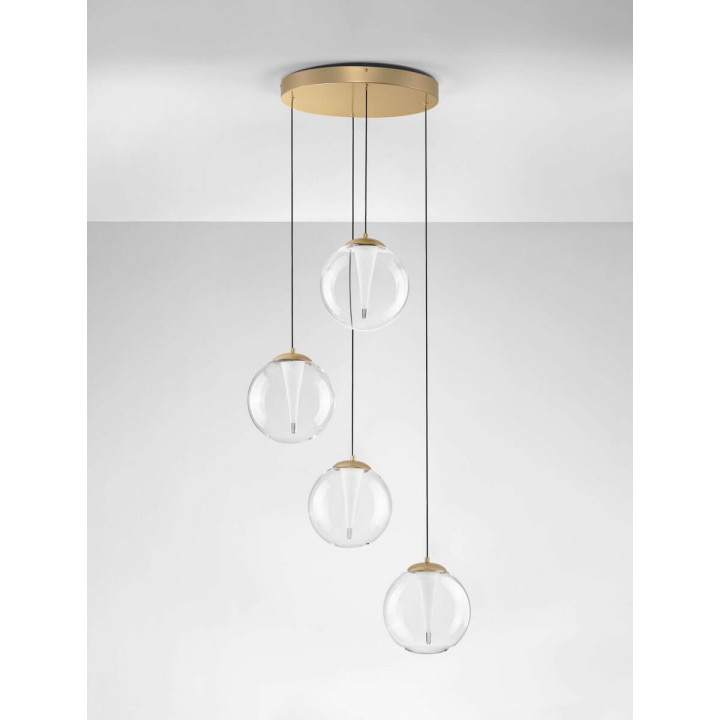 LUCES HUALMAY LE44834 lampa wisząca LED 4 złote klosze na podsufitce