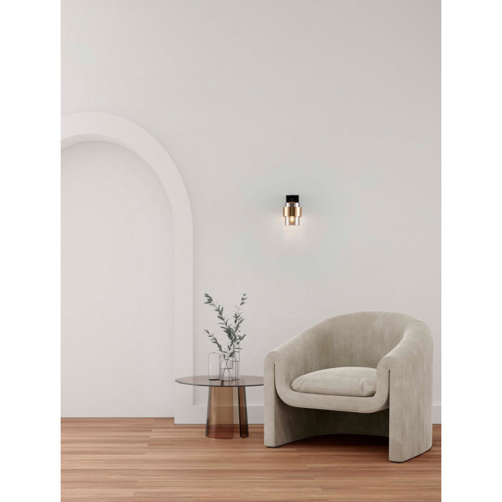 LUCES VIEJA LE44850 kinkiet żar&oacute;wka E27 czarny ze złotymi akcentami