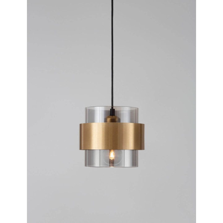 LUCES VIEJA LE42623 lampa wisząca złoto-czarna, metal/szkło E27 12W