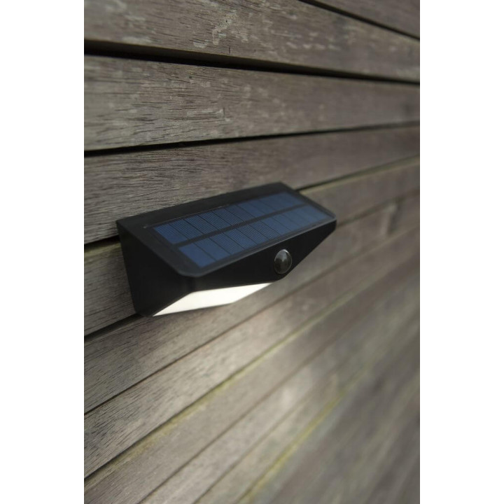 LUTEC WINGS czarny kinkiet solarny LED z czujnikiem PIR IP44