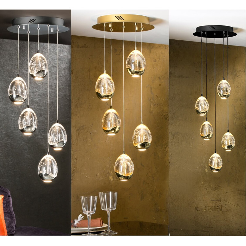 SCHULLER ROCIO 5 LED 783517, 783529 lampa wisząca chrom, złota, czarno-złota