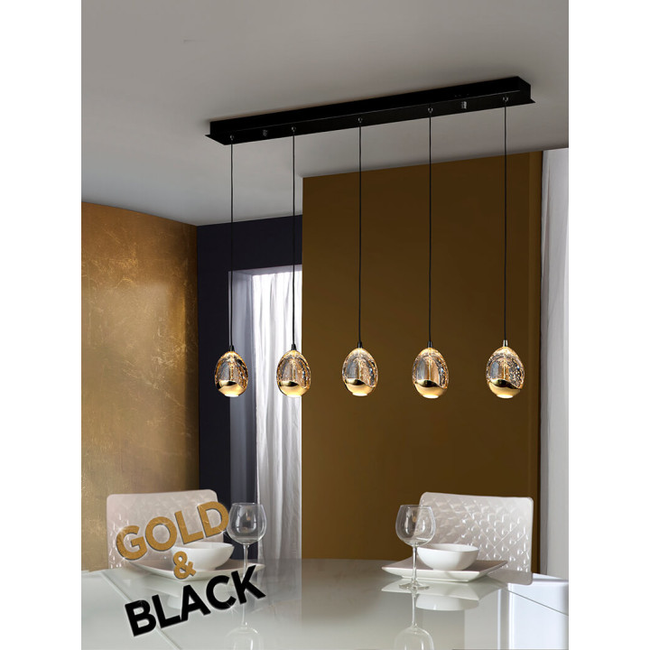 Lampa wisząca LED SCHULLER ROCIO 5x5W 783618/27 chrom, złota