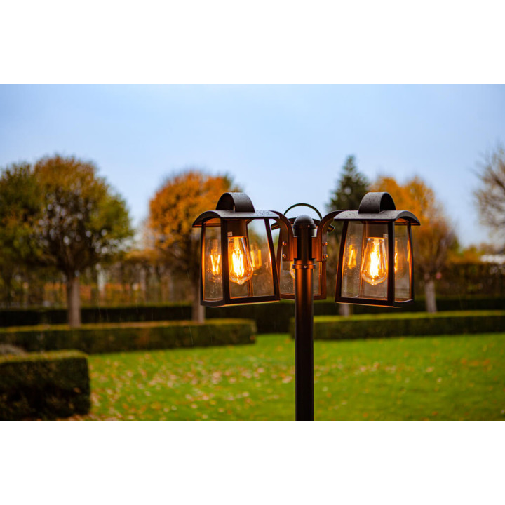 Lutec KELSEY czarna lampa ogrodowa z trzema żar&oacute;wkami E27