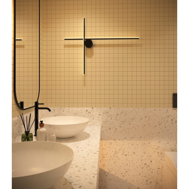 MAXlight Arne W0369/70 LED wall lamp 3000K black oblong 60/90 cm IP44