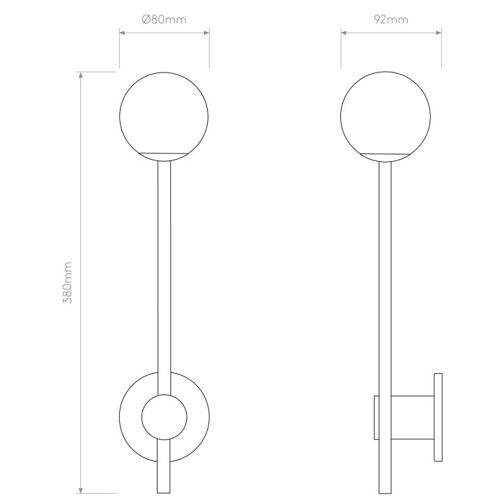 ASTRO ORB Single chrome, black bathroom wall lamp IP44