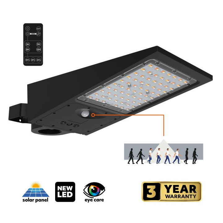 Solar LED STREET 30W 2CCT oprawa drogowa IP65 z czujnikiem ruchu