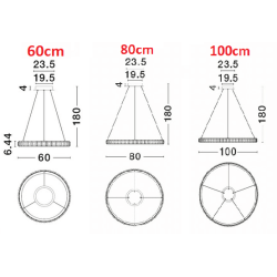 LUCES MONTALO LE45402/3/4 LED pendant lamp 60/80/100cm