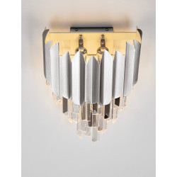 LUCES PELAVRO LE45104/5 kinkiet 2xE14 srebro, złoty kryształ