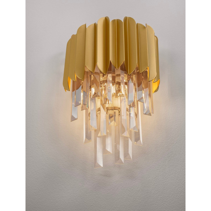 LUCES PELAVRO LE45104/5 kinkiet 2xE14 srebro, złoty kryształ