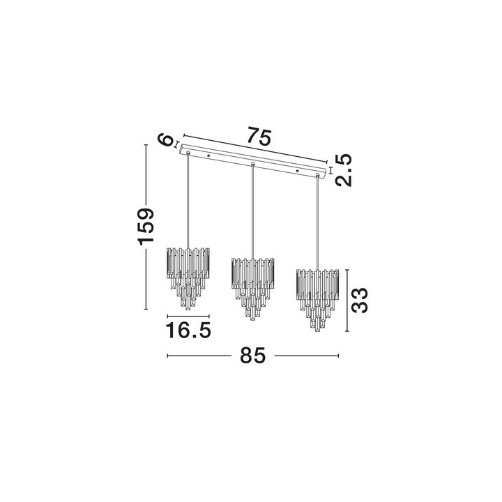 LUCES PELAVRO LE45106 hanging lamp 3xE14 gold