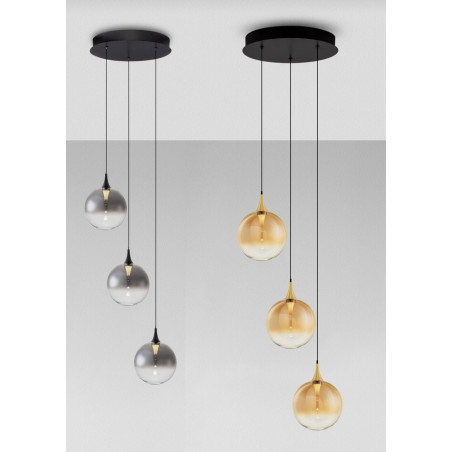 LUCES LURVELA LE45129/33 LED hanging lamp balls grey, gold LUCES LURVELA LE45129/33 LED hanging lamp balls grey, gold