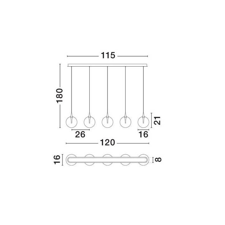 LUCES LURVELA LE45131/5 lampa wisząca LED 3000K szara, złota