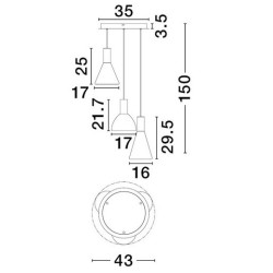 LUCES SARDUNO LE45138 lampa wisząca LED 20W 3 klosze