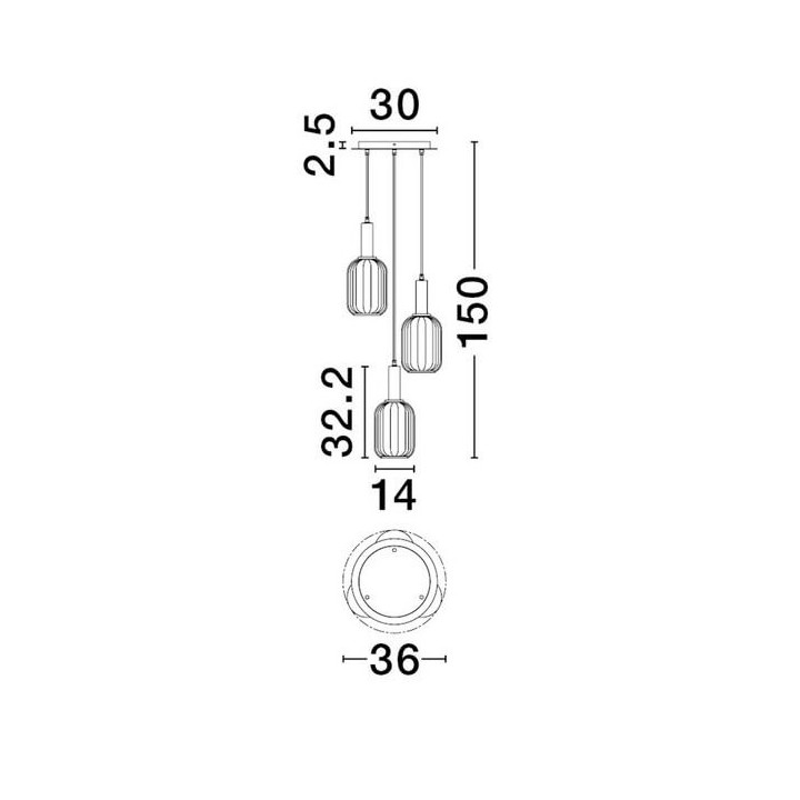 LUCES QUERISA LE45216 hanging lamp with 3xE27 glass shades