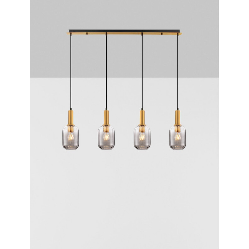 LUCES QUERISA LE45217 lampa wisząca z 4 kloszami złoto-szary