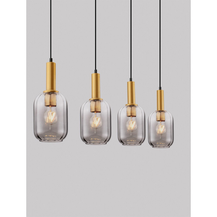 LUCES QUERISA LE45217 lampa wisząca z 4 kloszami złoto-szary