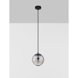 LUCES CELONDA LE45218 pendant lamp E27 black glass shade