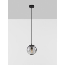 LUCES CELONDA LE45218 lampa wisząca E27 czarna szklany klosz