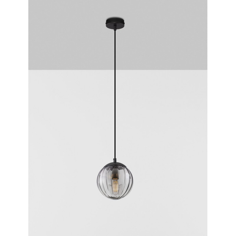 LUCES CELONDA LE45218 pendant lamp E27 black glass shade