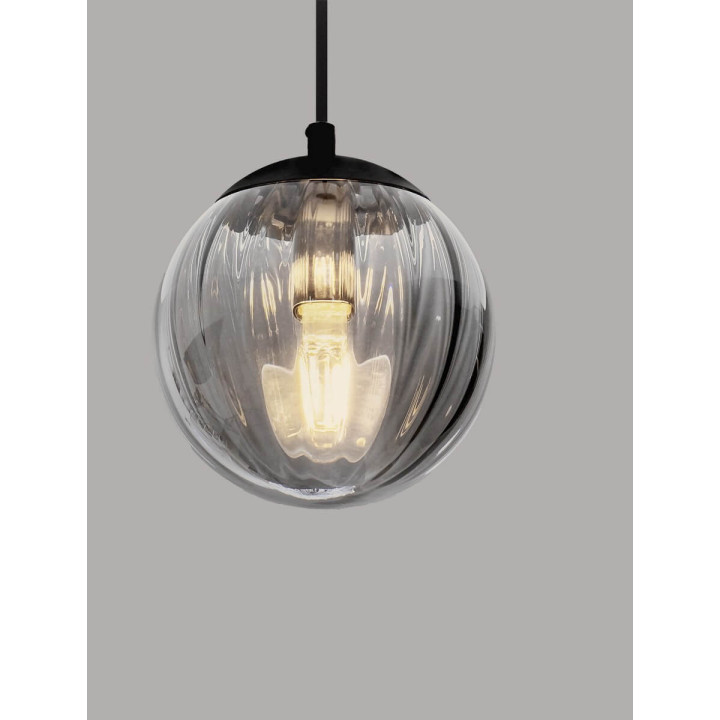 LUCES CELONDA LE45218 lampa wisząca E27 czarna szklany klosz