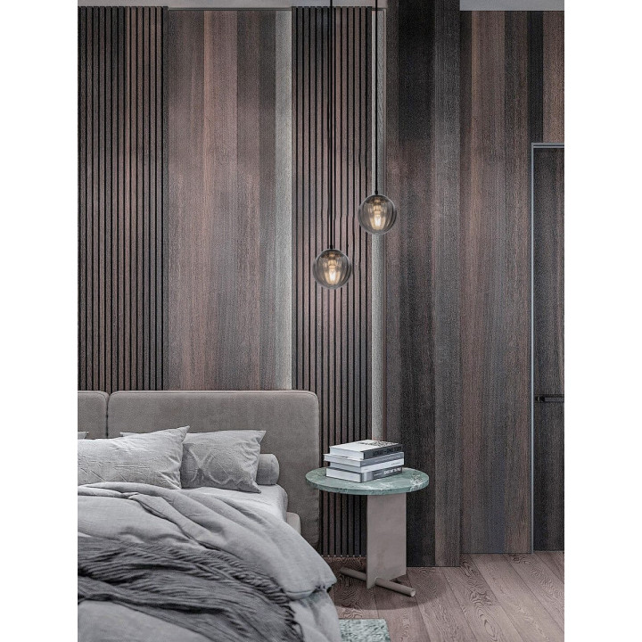 LUCES CELONDA LE45218 lampa wisząca E27 czarna szklany klosz