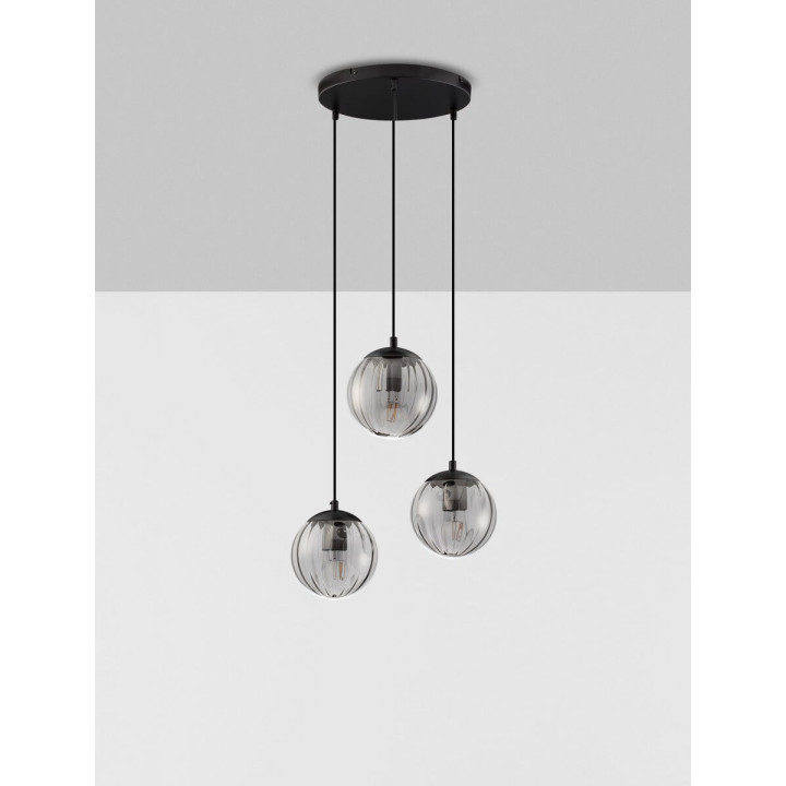 LUCES CELONDA LE45219 lampa wisząca 3xE27 kula czarna