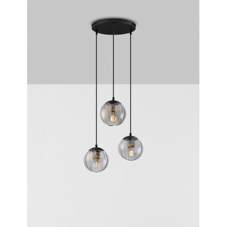 LUCES CELONDA LE45219 hanging lamp 3xE27 ball black LUCES CELONDA LE45219 hanging lamp 3xE27 ball black